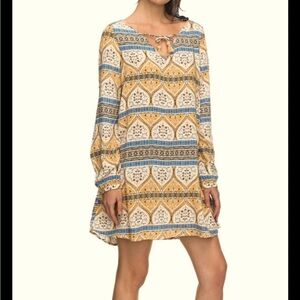Roxy View Delights Long Sleeve Paisley Sheath Oversize Casual Dress Sz S